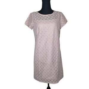 Ann Taylor LOFT Women's Size 4 Mauve Pink Lace Shimmer Shift Dress Lined